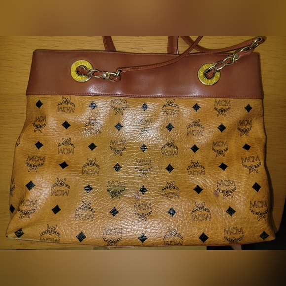 MCM Cognac Tote w Chain/Leather straps - Picture 3 of 16